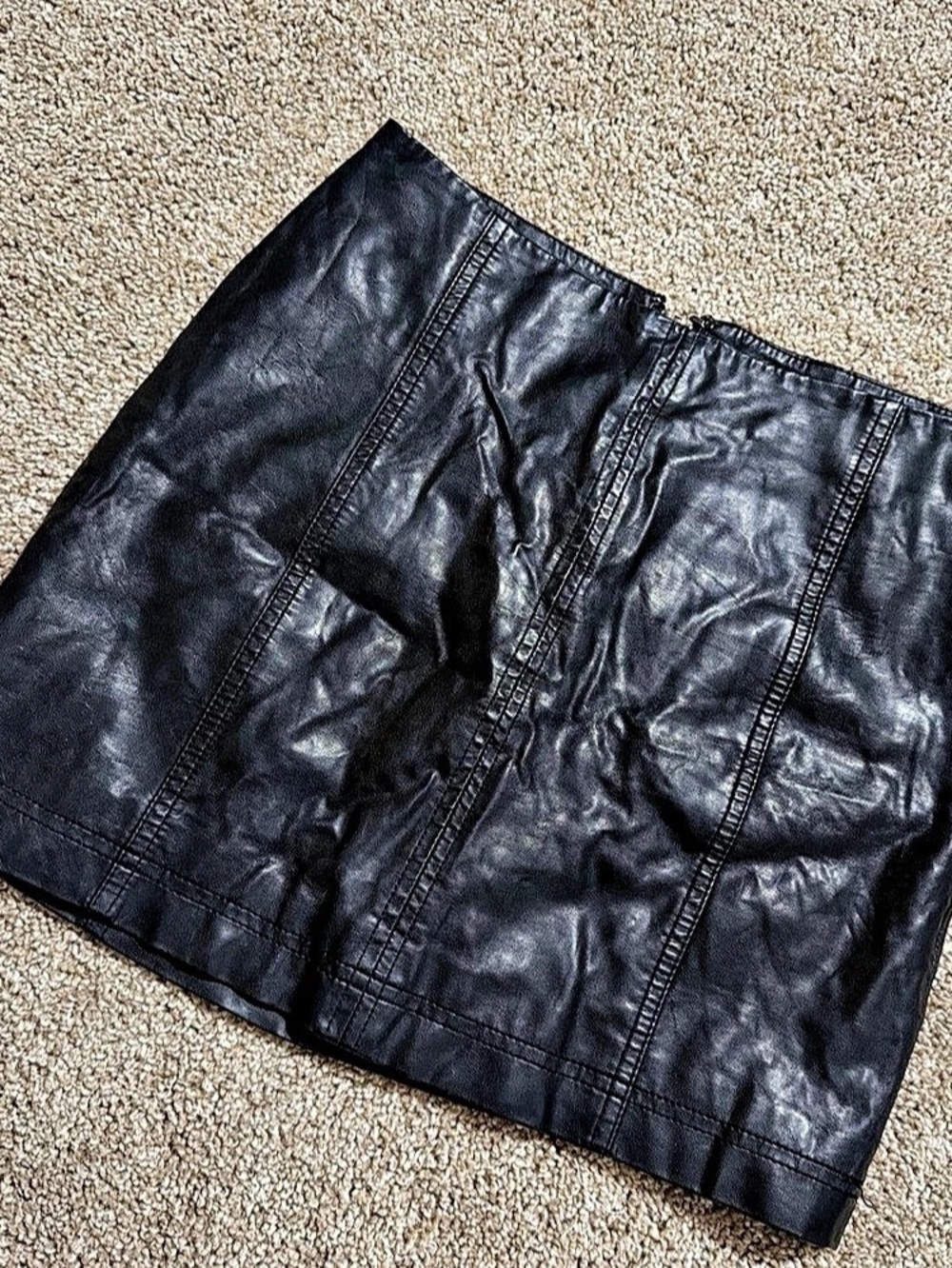 Free People- Mini Faux-Leather Skirt Black Size 2